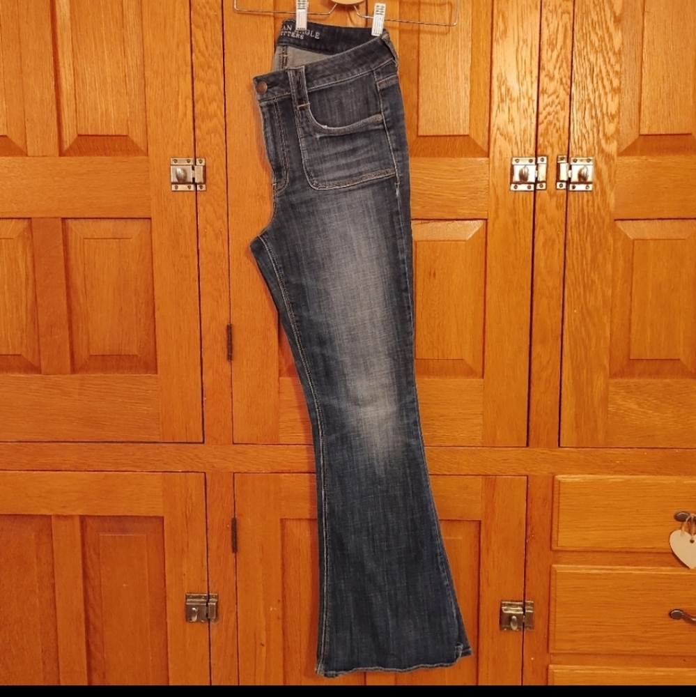 American Eagle dark wash hi-rise artist stretch boot cut jeans